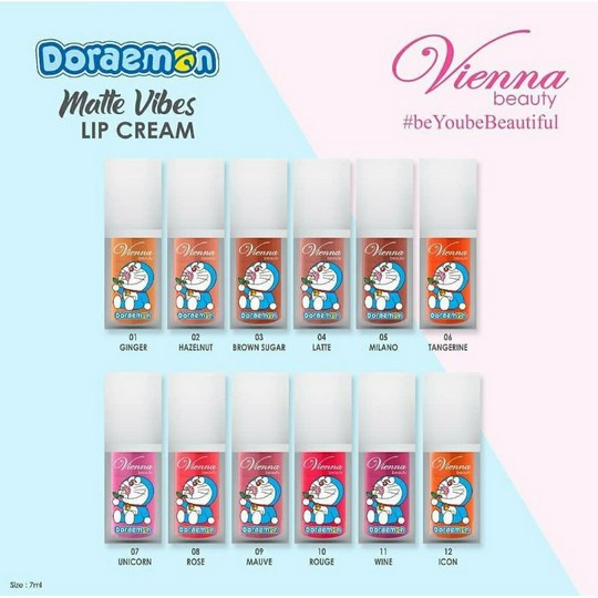 ⭐ BAGUS ⭐ VIENNA DORAEMON VIBES LIPCREAM | Lip Cream Matte