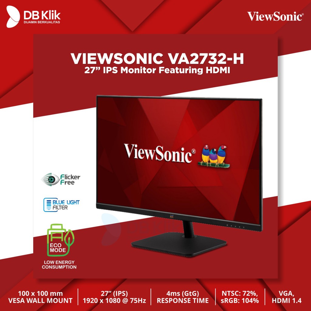 LED Monitor VIEWSONIC VA2732-H 27&quot; 75Hz IPS Full HD HDMI VGA - VA2732H