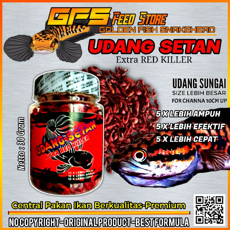 Udang Setan Red 30 Gram Pakan Channa Kontes