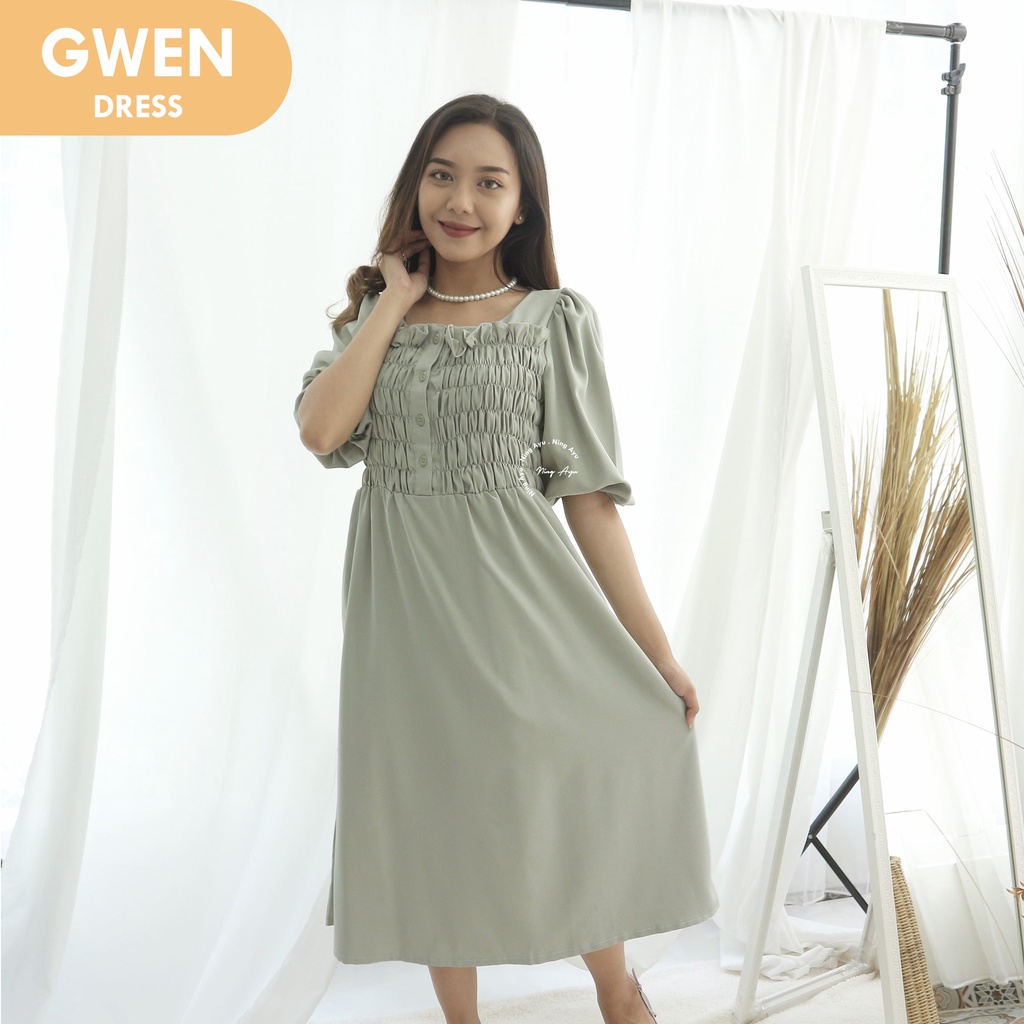 Mama Hamil Gwen Dress Wanita Hamil Menyusui Murah Modern Casual Dress Katun - DRO 209-3