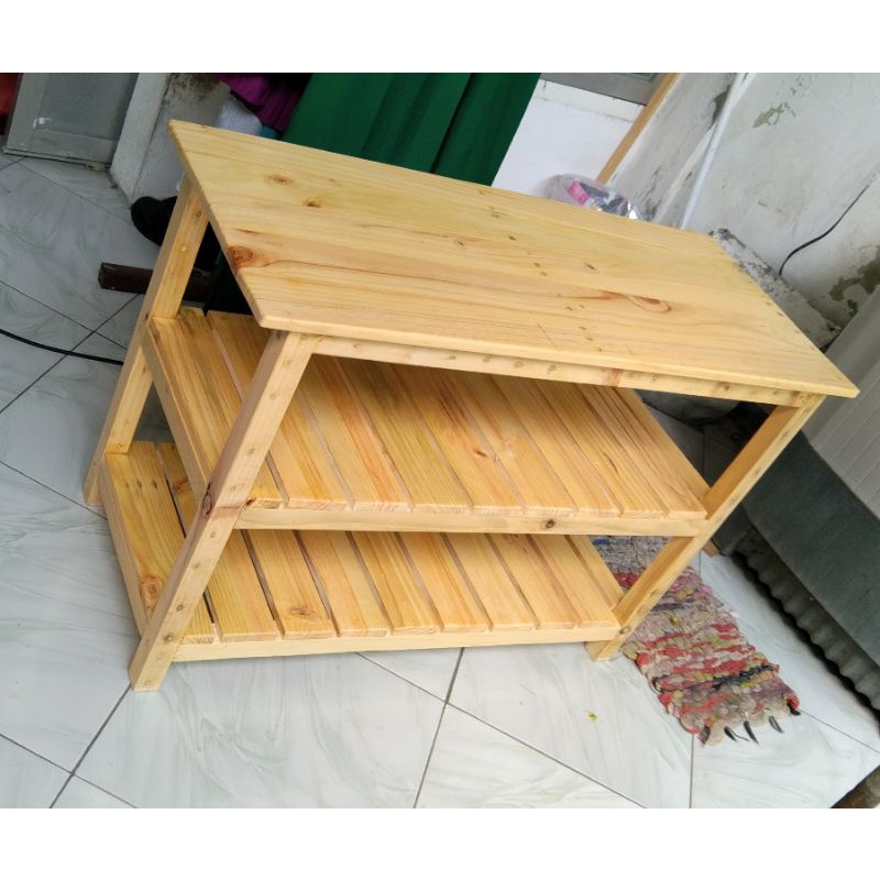 meja rak kayu /meja aquarium/dapur multifungsi