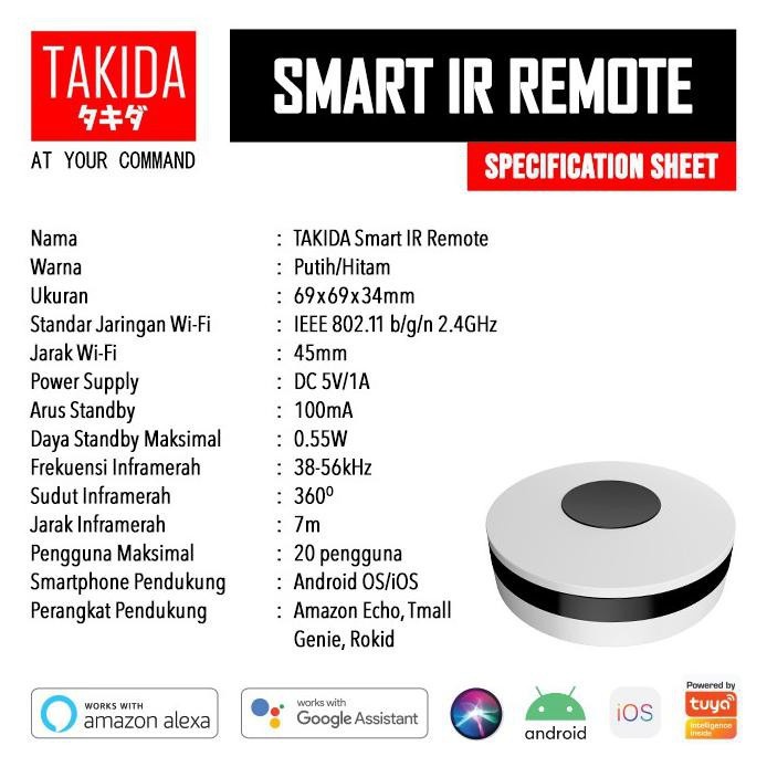 TAKIDA Smart IR Remote Smart Universal IR Remote 10M Wifi Wireless loT For Home Smart Life / Bardi Remote Universal