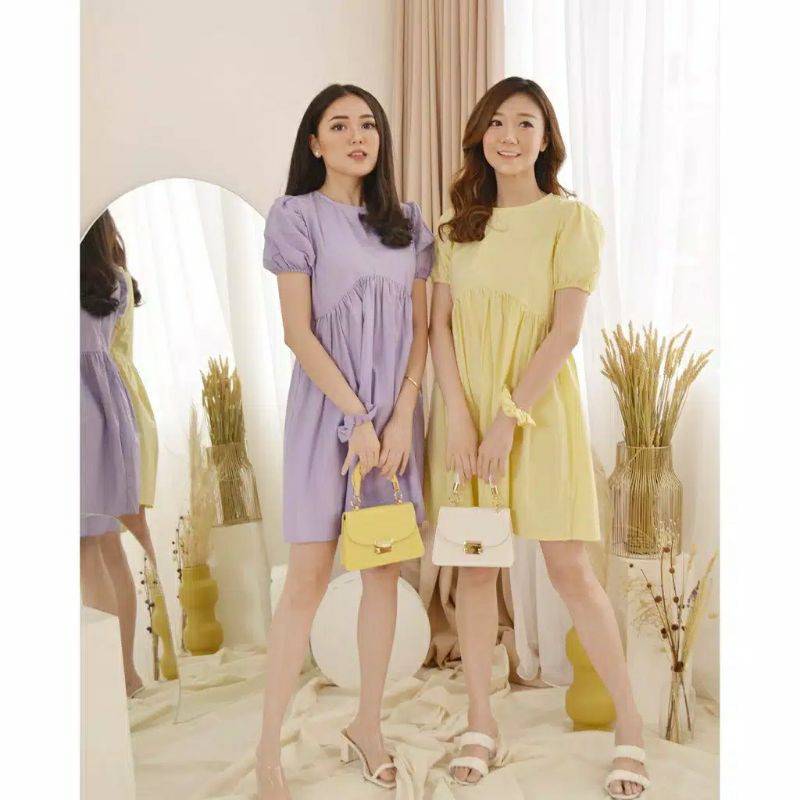 Marion Dress Korean Babydoll Lilac Yellow