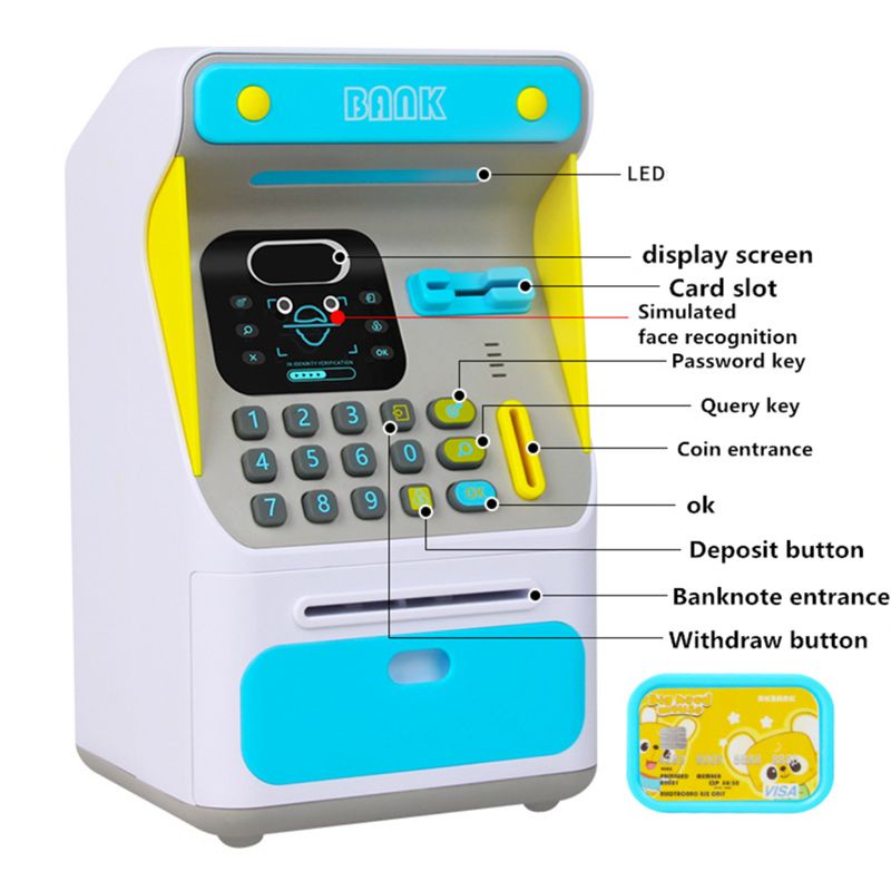 Mary Kids Lovely Electronic Money Bank Piggy Bank Mainan Pelatihan Otak Mainan Keuangan Portabel Mainan ATM Anak Untuk Bermain