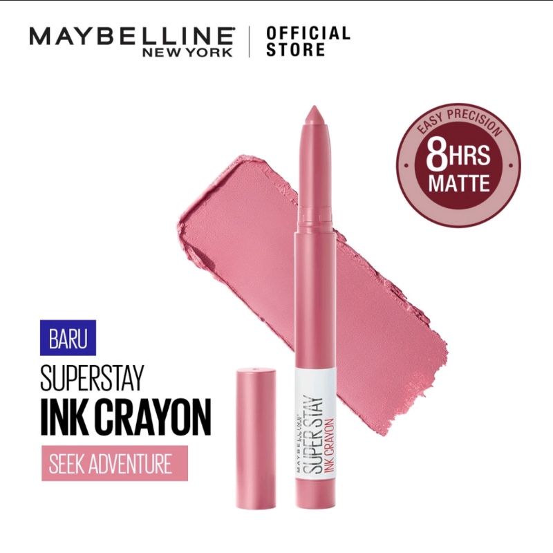 Maybelline Superstay Ink Crayon Matte Lipstick - Shades 30 Seek Adventure (Light Pink)