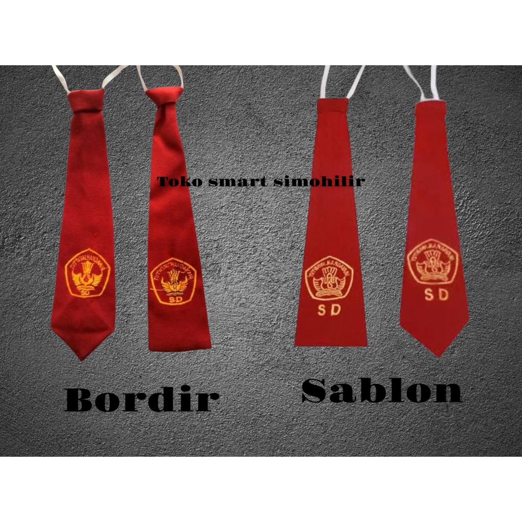 DASI SD MERAH KARET BORDIR/SABLON COWOK CEWEK