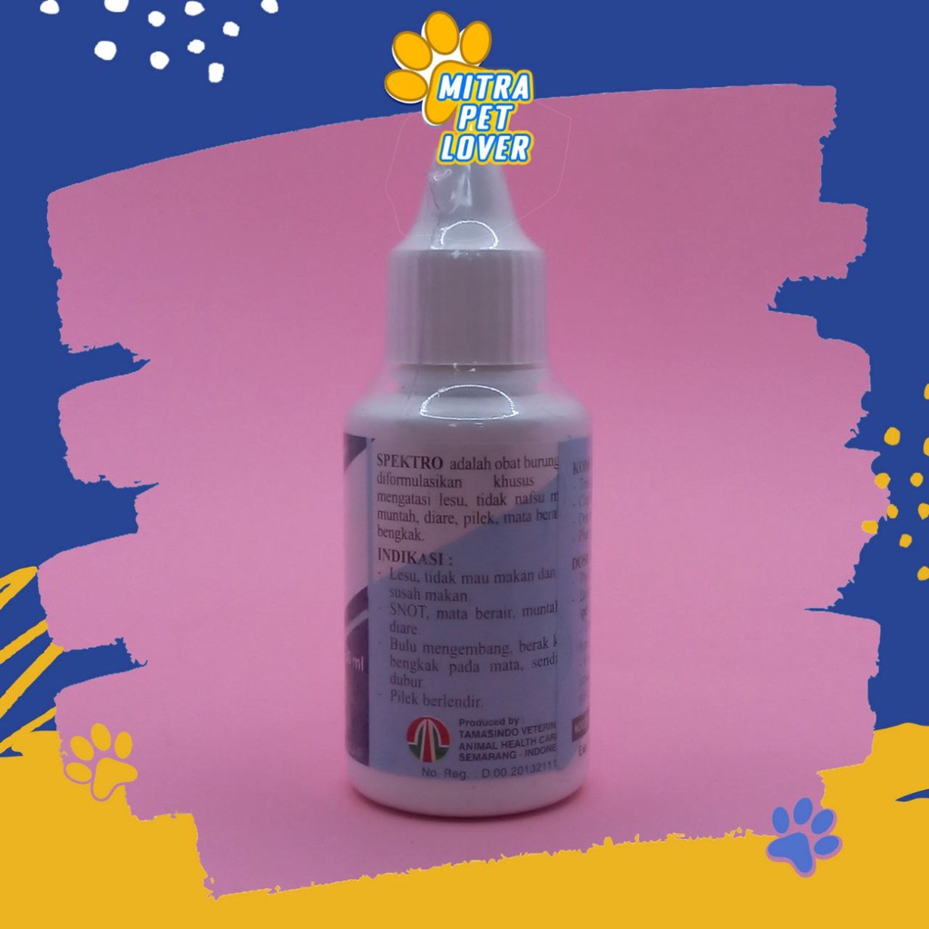 OBAT LESU &amp; DIARE BURUNG - SPEKTRO 30 ML ORIGINIAL - FORMULA CAIR UNTUK MENGOBATI SAKIT PILEK DIARE MUNTAH , MATA BERAIR, BENGKAK ,  PENCERNAAN , AMAN AMPUH - MURAH ASLI GARANSI - PET ANIMAL TAMASINDO OBAT &amp; VITAMIN HEWAN BINATANG PELIHARAAN MITRAPETLOVER