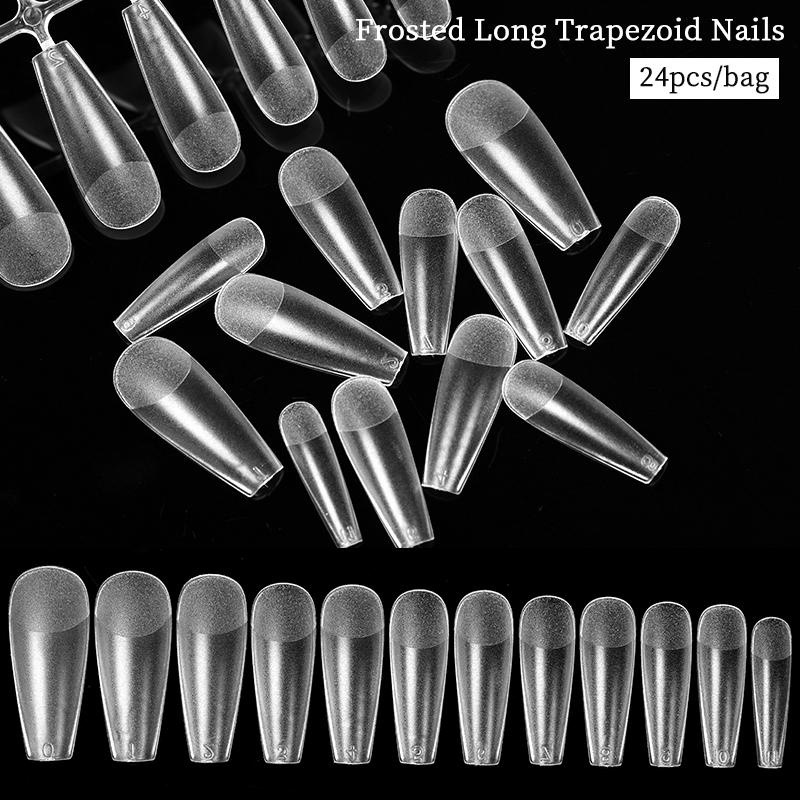 24pcs / Set Kuku Palsu Ultra Tipis Warna Matte Untuk Nail Art / Manicure