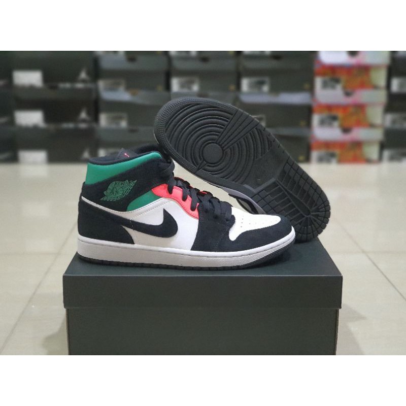 sepatu sneakers air jordan 1 mid se south beach black pastel green