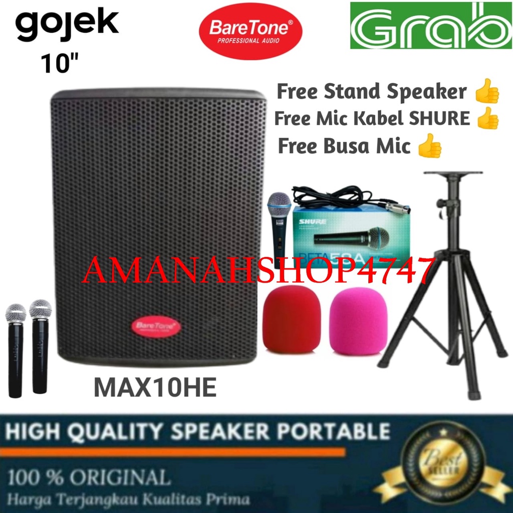 speaker aktif baretone 10inch max 10 He protable max 10he wireless