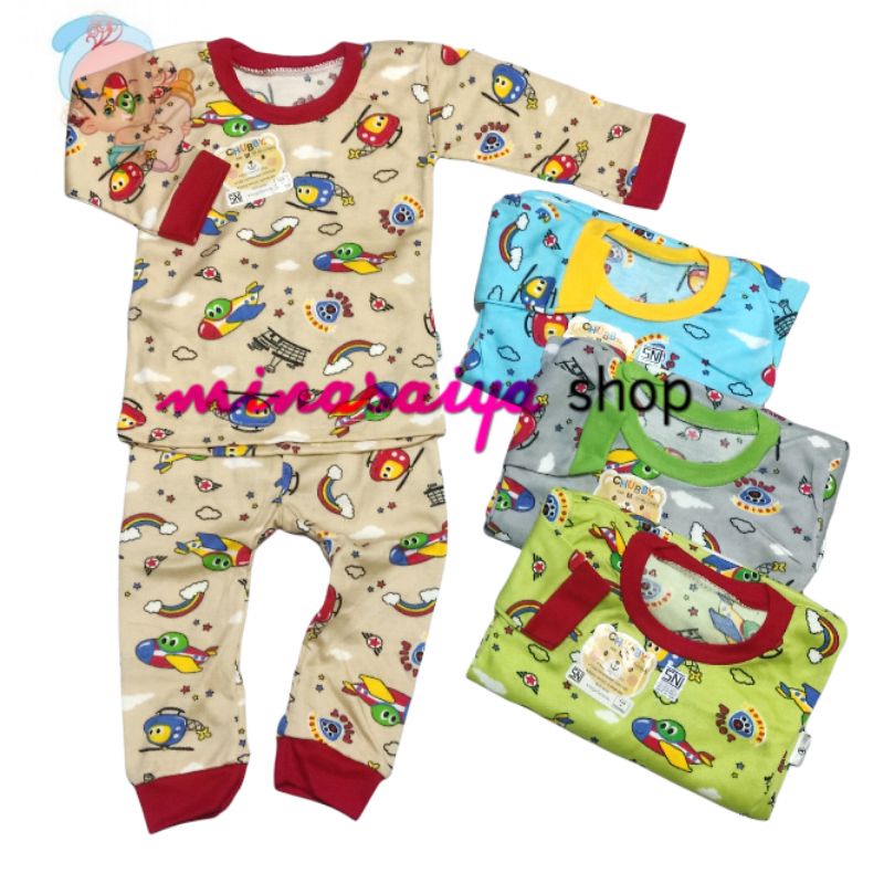 CHUBBY Setelan Bayi Lengan Panjang Piyama Bayi Print Warna Uk. S - XL