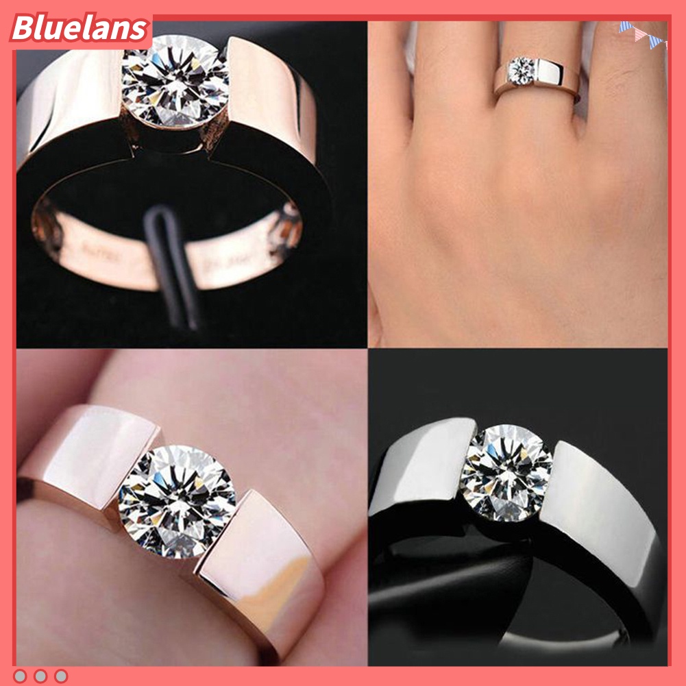 Bluelans Cincin Cubic Zirconia Bentuk Bulat Untuk Unisex