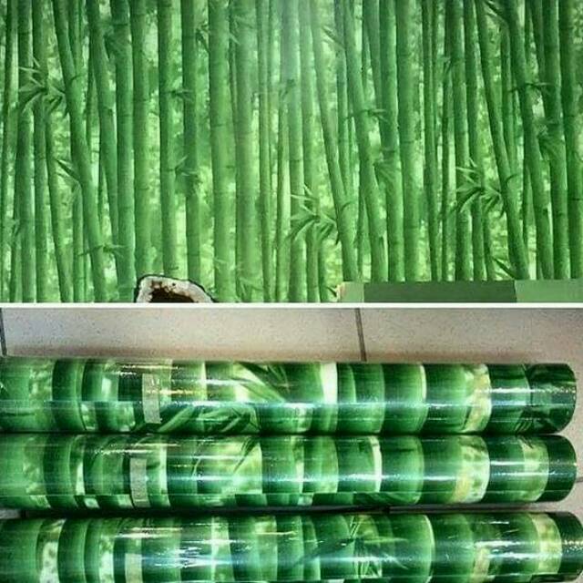 Wallpaper Dinding Motif Bambu Tua Ukuran Panjang 10Meter x Lebar 45CM