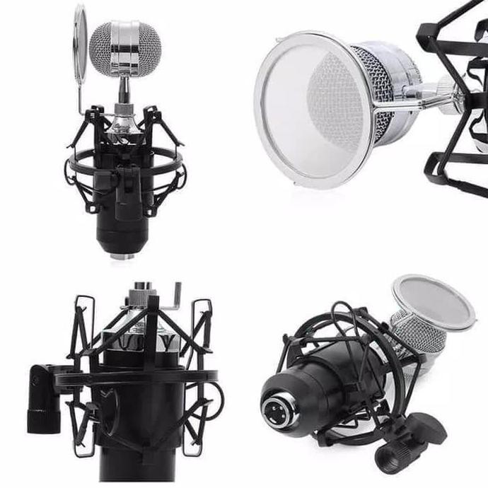 Mic Microphone Condenser Taffware BM8000 Stand Holder Mik Smule