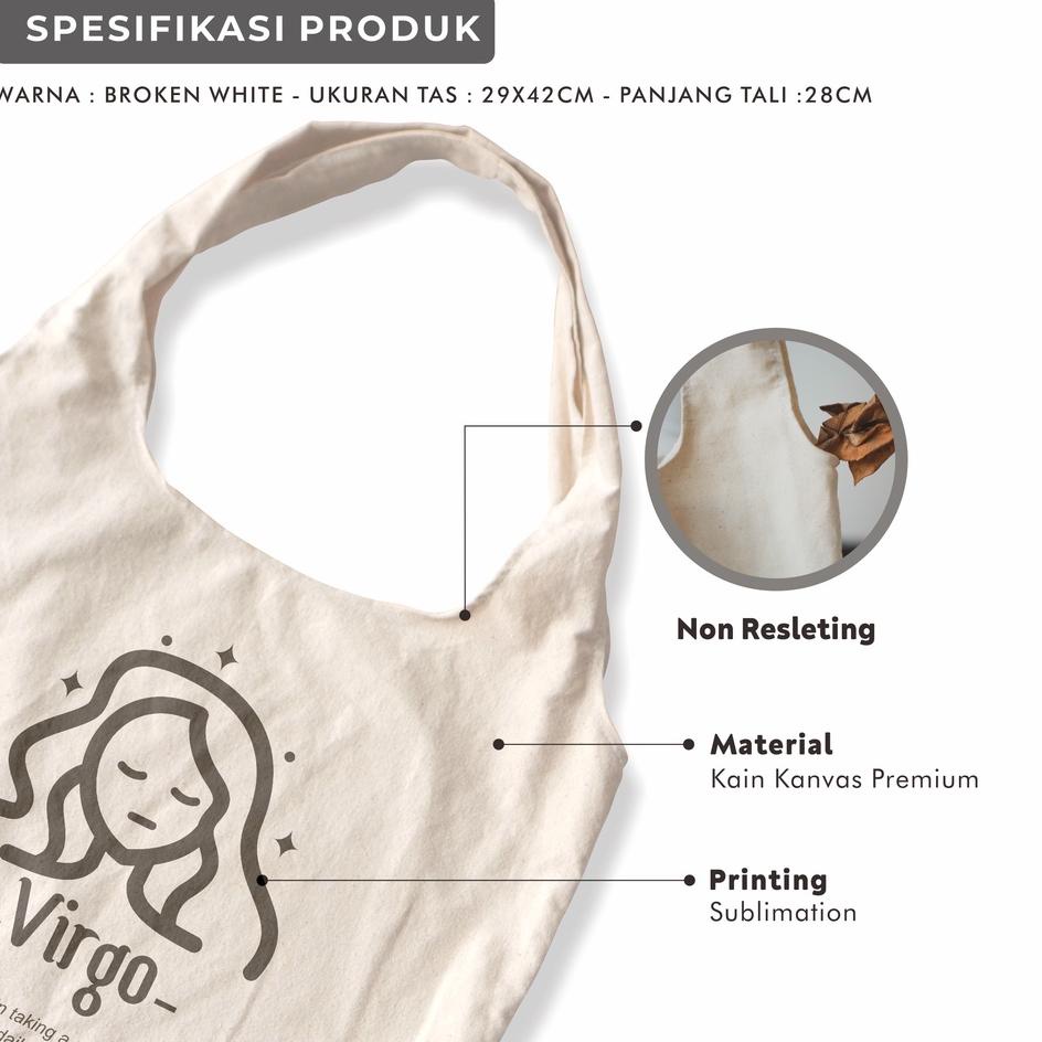 "PLW.25Au22q" Sevine Tote Bag Kanvas Tas Wanita Kuliah Fashion Laptop Totebag  Aesthetic Zodiac Seri