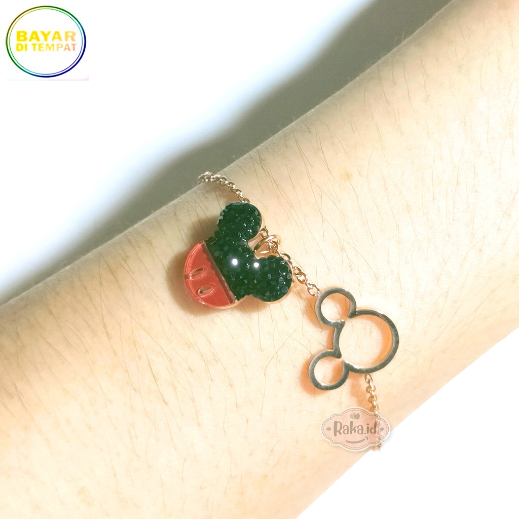 Raka Acc - Gelang Tangan Wanita Gelang TITANIUM Mickey Mouse Merah Hitam Perhiasan Wanita 495