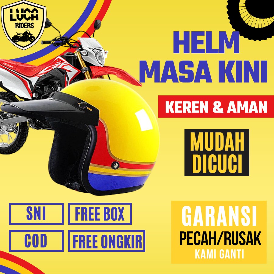 Helm Pria Dewasa  Shoei Half Face Vixion Vespa Klasik Jadul Yamaha Momo Classic Bell Halfface Unik