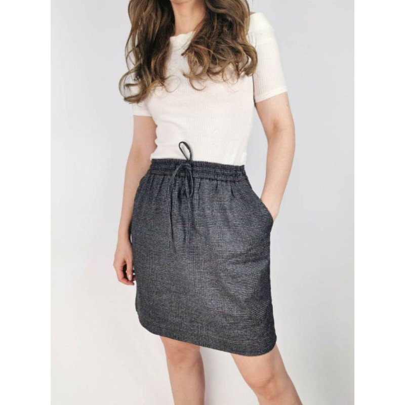 Loft maroon &amp; grey drawstring pocket skirt