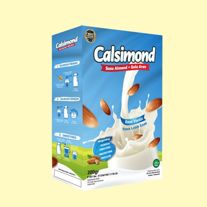 

Calsimond susu bubuk kacang almond dan gula aren rasa vanila kemasan 200 gram