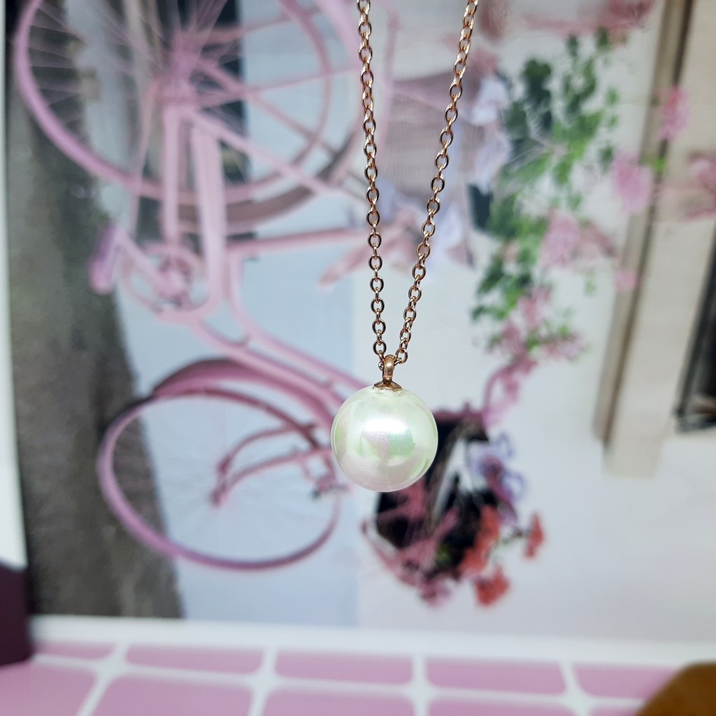 Kalung Fashion Korea Titanium Mutiara Putih Gold Rose Gold - BN430