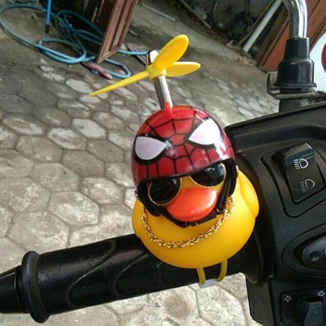 Dekorasi sepeda Helm Tanduk Kuning Bebek Bambu Rakit Aksesoris Motor LED