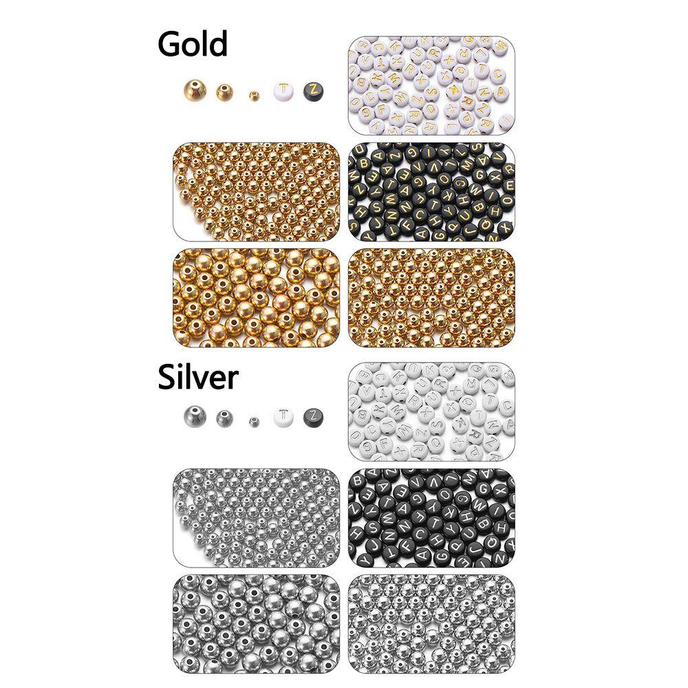 Preva 1600pcs Spacer Beads Earring Kecil Halus Kalung DIY Craft Kit Datar Bulat Huruf Manik Longgar