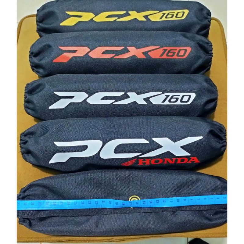 (SEPASANG)Sarung Shockbreaker pcx 160  silver jumbo polyester 1 set kiri kanan