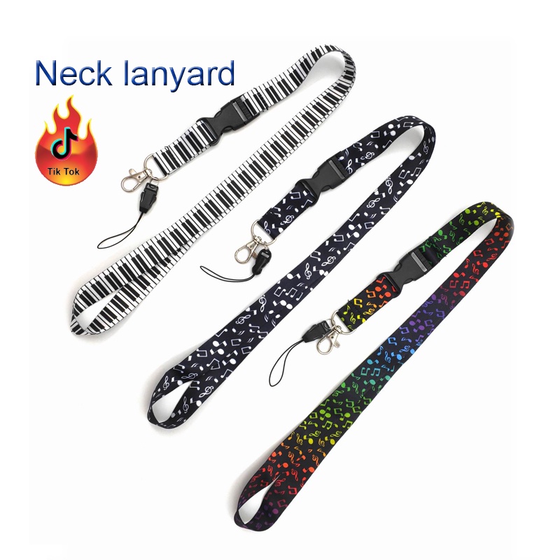 Simbol Musik Leher Lanyard Ponsel Sling untuk Kartu Pelajar Tali ID Card Straps Gantungan Kunci Anti-Drop Lanyard Aksesoris