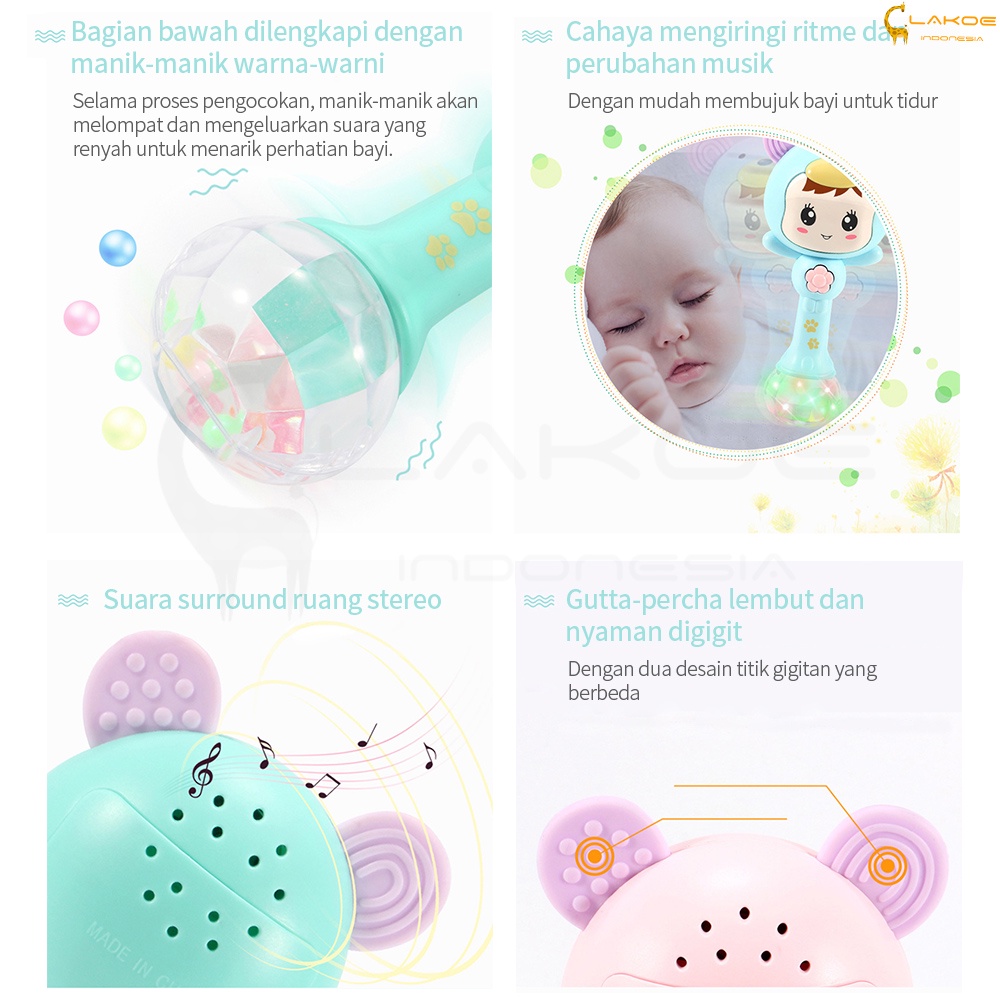 Mainan Bayi Tongkat Genggam Rattle Stick Dengan Musik dan Lampu