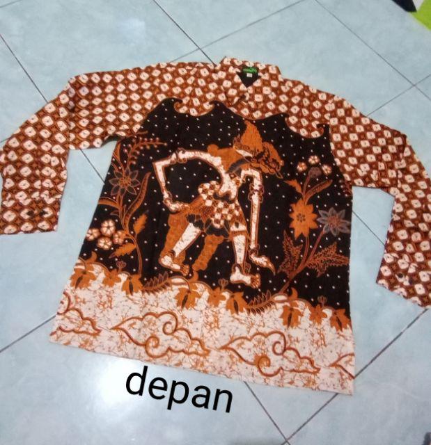 Batik Solo Wayang Kemeja Pria Full Furing Katun Cabut Primisima