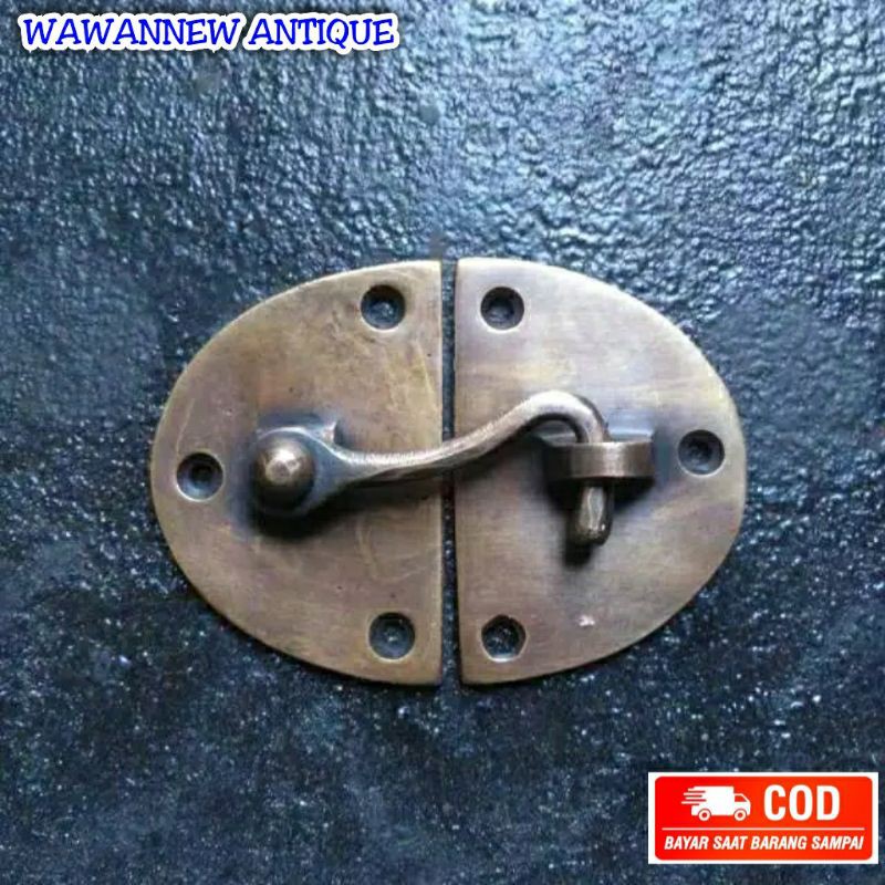 Kunci Pengait Kiri / Latch Kuningan - Oval Latch Kuningan With Hook