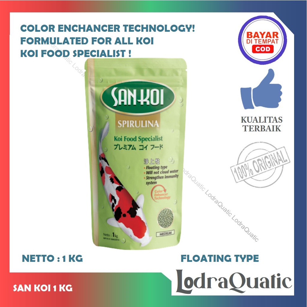 {PELET SAN KOI} PELET SAN KOI GROWTH SAN KOI SPIRULINA 1 KG HIGH GROWTH COLOUR ENHANCER PELET IKAN KOI PAKAN IKAN KOI MAKANAN IKAN KOI