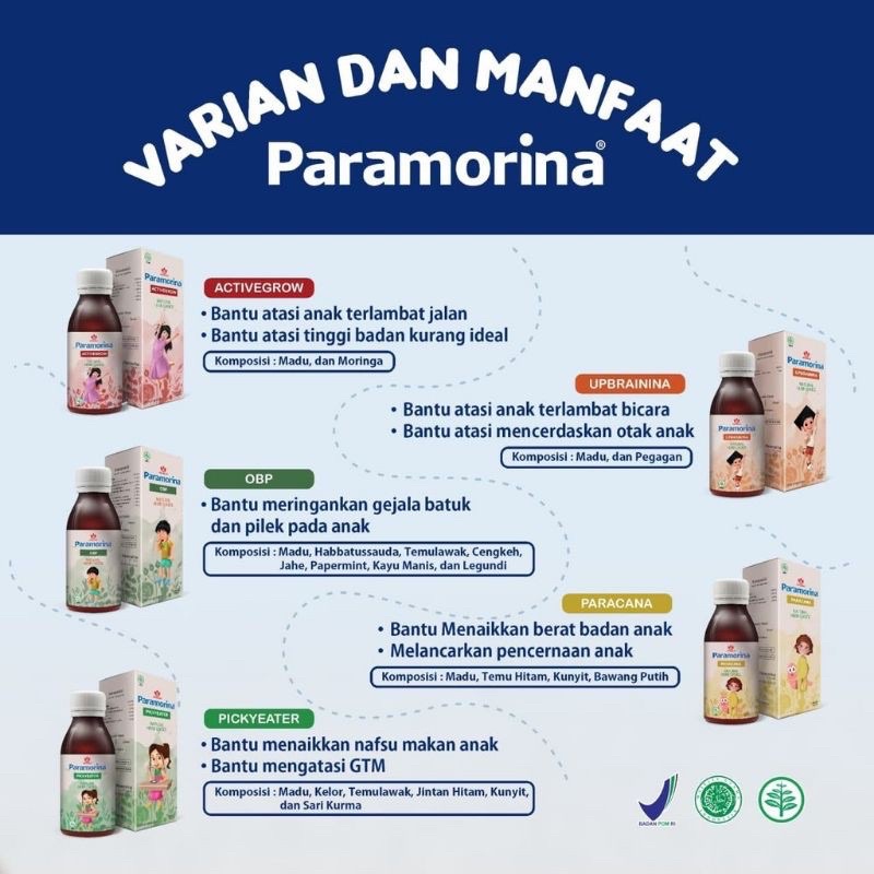 (FREE GIFT) PARAMORINA 2 BOTOL bebas pilih varian | PENAMBAH NAFSU MAKAN | TELAT BICARA |TELAT JALAN