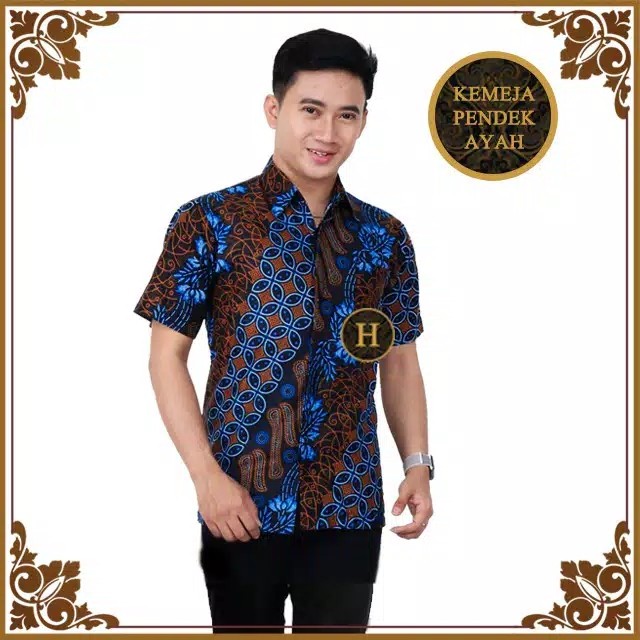 [cod-bisa Terpisah] Batik Couple Sarimbit Keluarga Ayah Ibu Anak Seragam Lengkap Motif Seno Biru