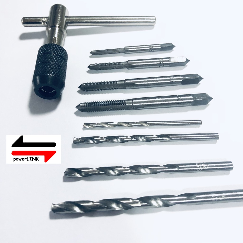 Hand Tap Set 9pcs - Screw M3-M6 Wrench Holder - Reversible Taps