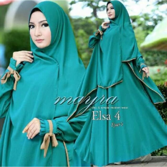 PAKAIAN WANITA BAJU MUSLIM Gamis Polos Jersey Syari Set Elsa 4 Mayra