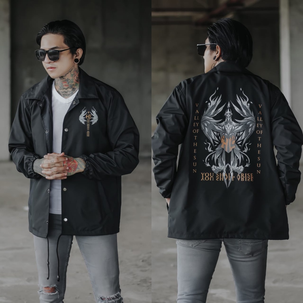 JAKET PRIA - JAKET COACH SALVIO HEXIA - JAKET WINDBREAKER - JAKET PARASUT PRIA - JAKET PARASUT-Hitam Phoenix