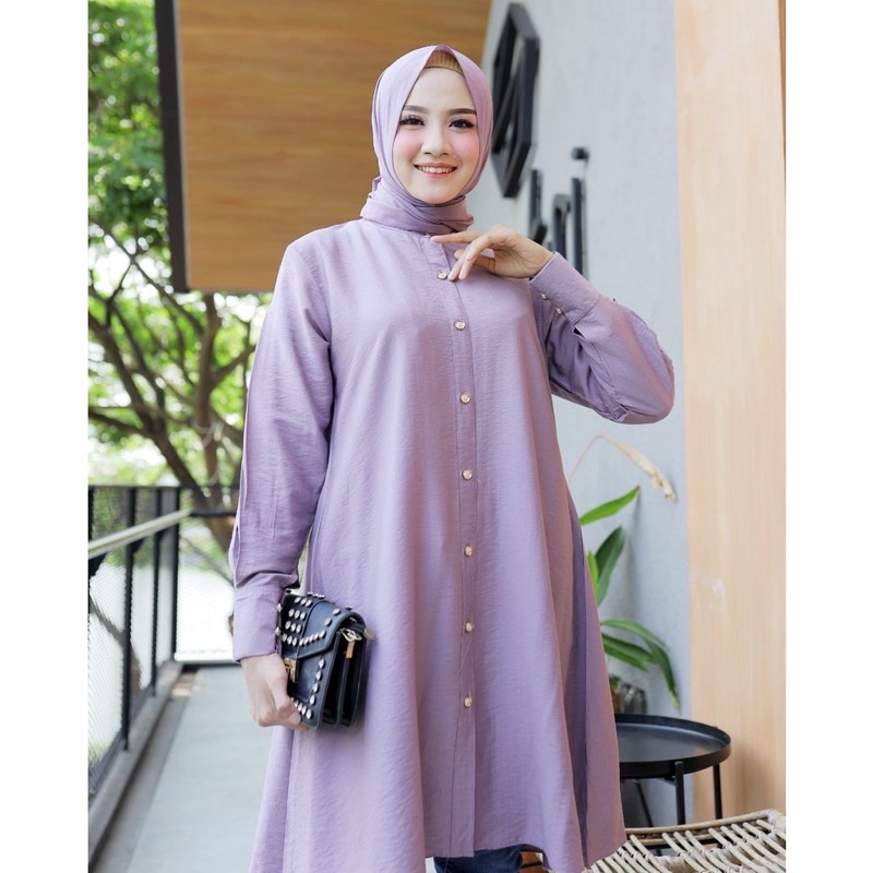 Areta Tunik Polo Linen Premium Kemeja Tunik Jumbo Ld 120