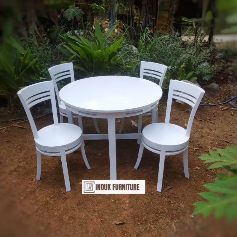 TERMURAH. MEJA MAKAN BULAT MINIMALIS DUCO PUTIH/MEJA MAKAN MINIMALIS JATI