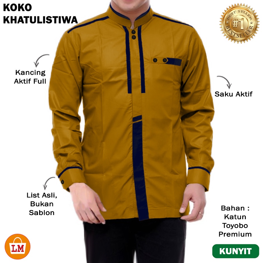 Baju Pria KOKO KHATULISTIWA Lengan Panjang Bahan Katun Toyobo Premium KEKINIAN TERMURAH TERLARIS LMS 27356