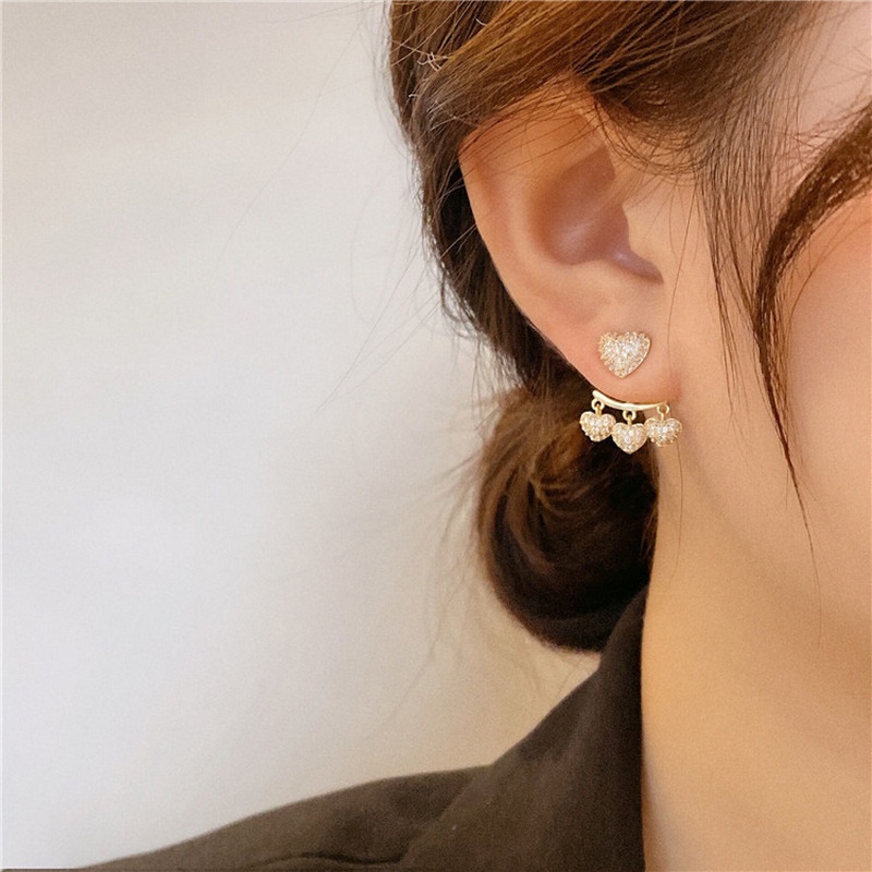Anting Stud 925 Silver Needle Bentuk Kupu-Kupu Aksen Mutiara Bahan Zirkon Warna Hitam Untuk Wanita