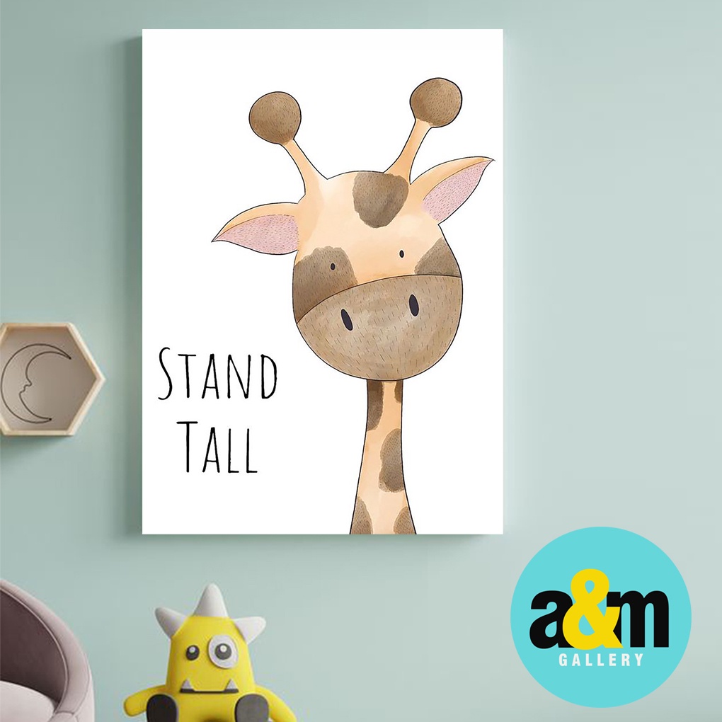 Poster Kayu Hiasan Dinding Kamar Bayi dan anak Gambar Binatang ( A4 ) Dekorasi Kamar anak Wall decor Edukasi Gambar Tema Binatang - A&amp;M