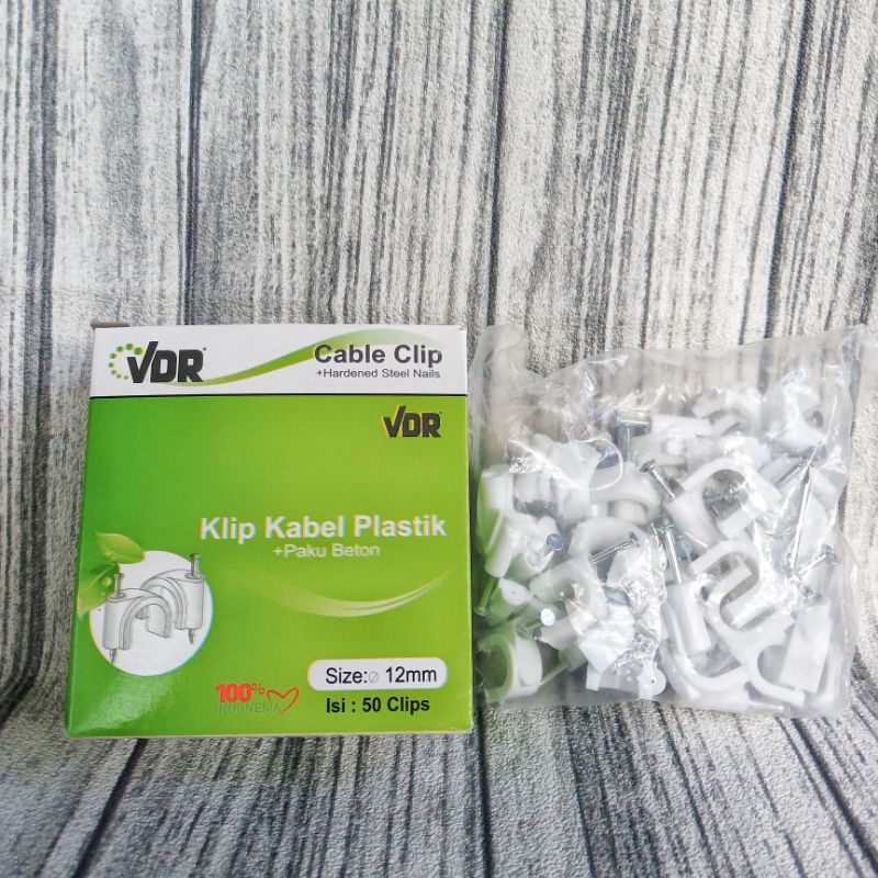 Klem Kabel Plastik 12mm + Paku Beton Vdr