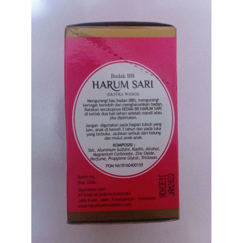 Bedak BB Harum Sari box isi 10sachet