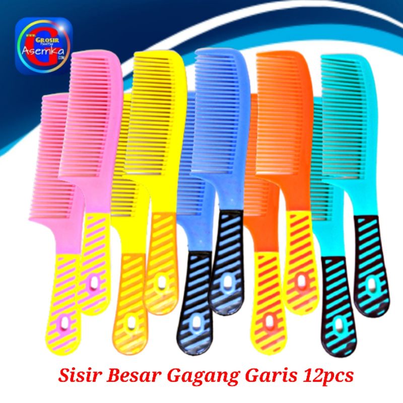 Sisir Besar Gagang bergaris 12pcs