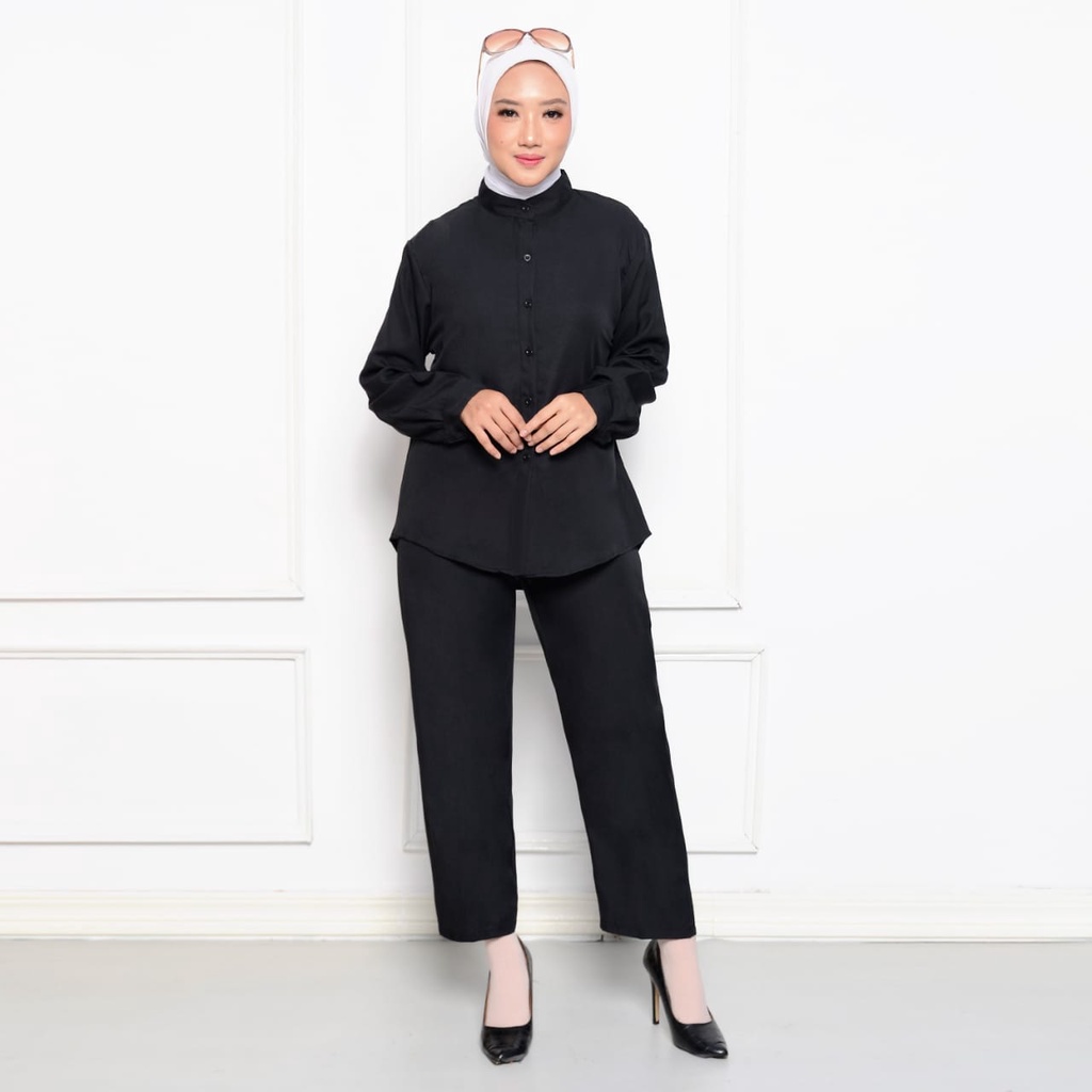 one set shakila premium terbaru/setelan polos wanita full kancing depan/busui L-XL-XXL