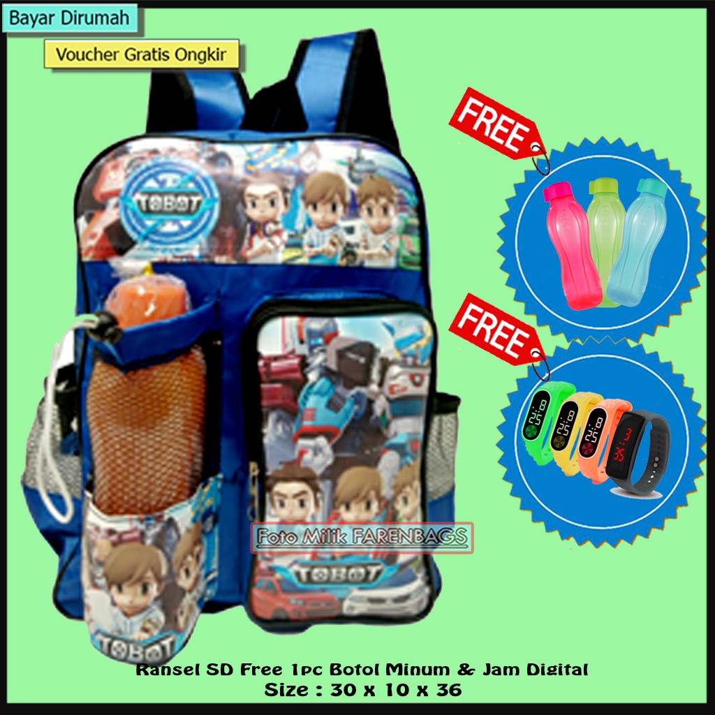 Tas Sekolah Anak TK SD Free Botol Minum Jam Tangan Tas Sekolah Anak TK SD Free Botol Minum Jam Tangan