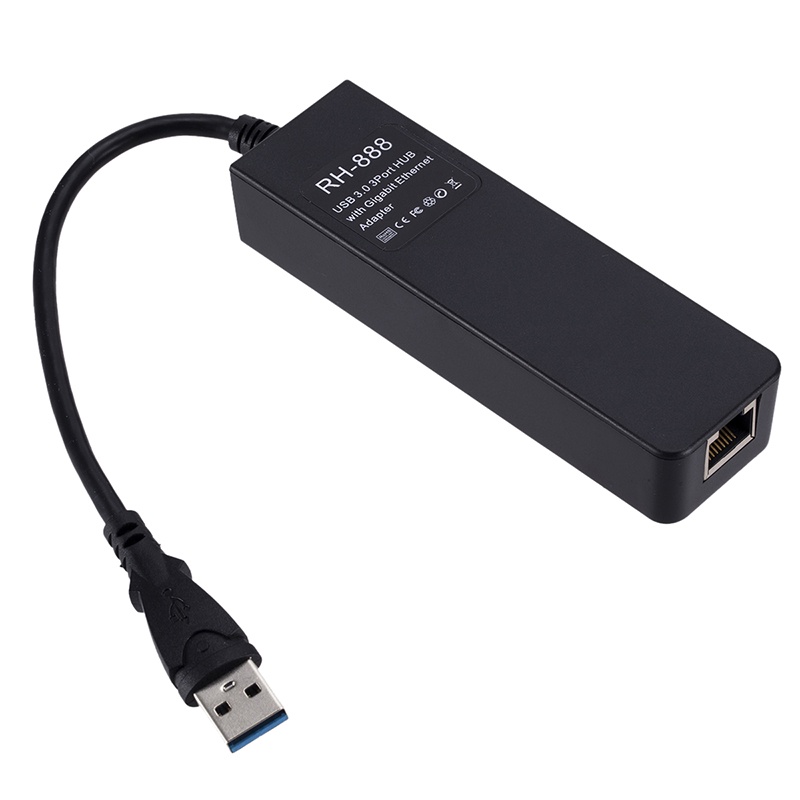 (LUCKID) Hub Adapter Jaringan Ethernet Lan RJ45 3 Port USB 3.0