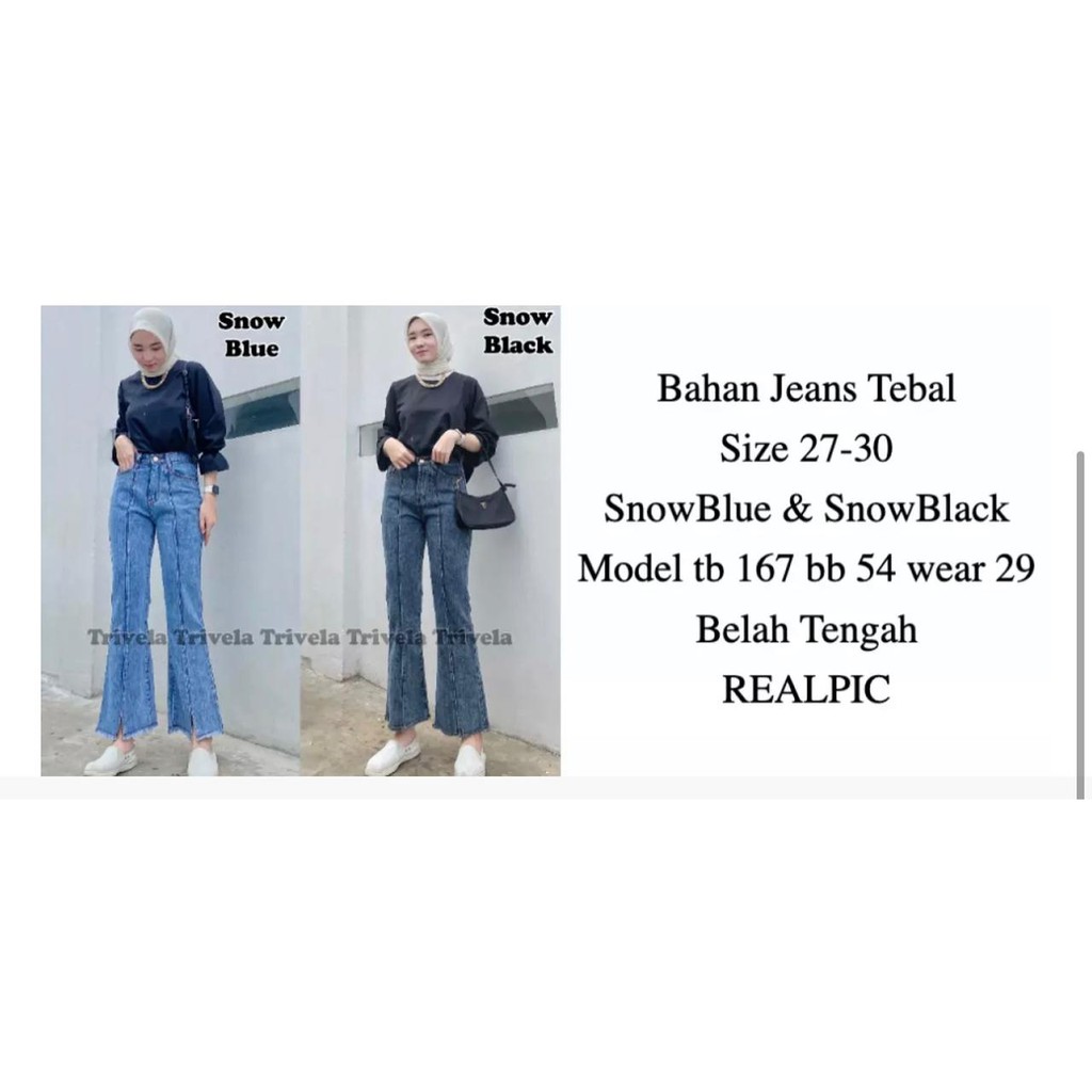 Elina Cutbray Jeans Snow / Jeans Cutbray Highwaist / Celana Jeans Wanita Cutbray 27-34