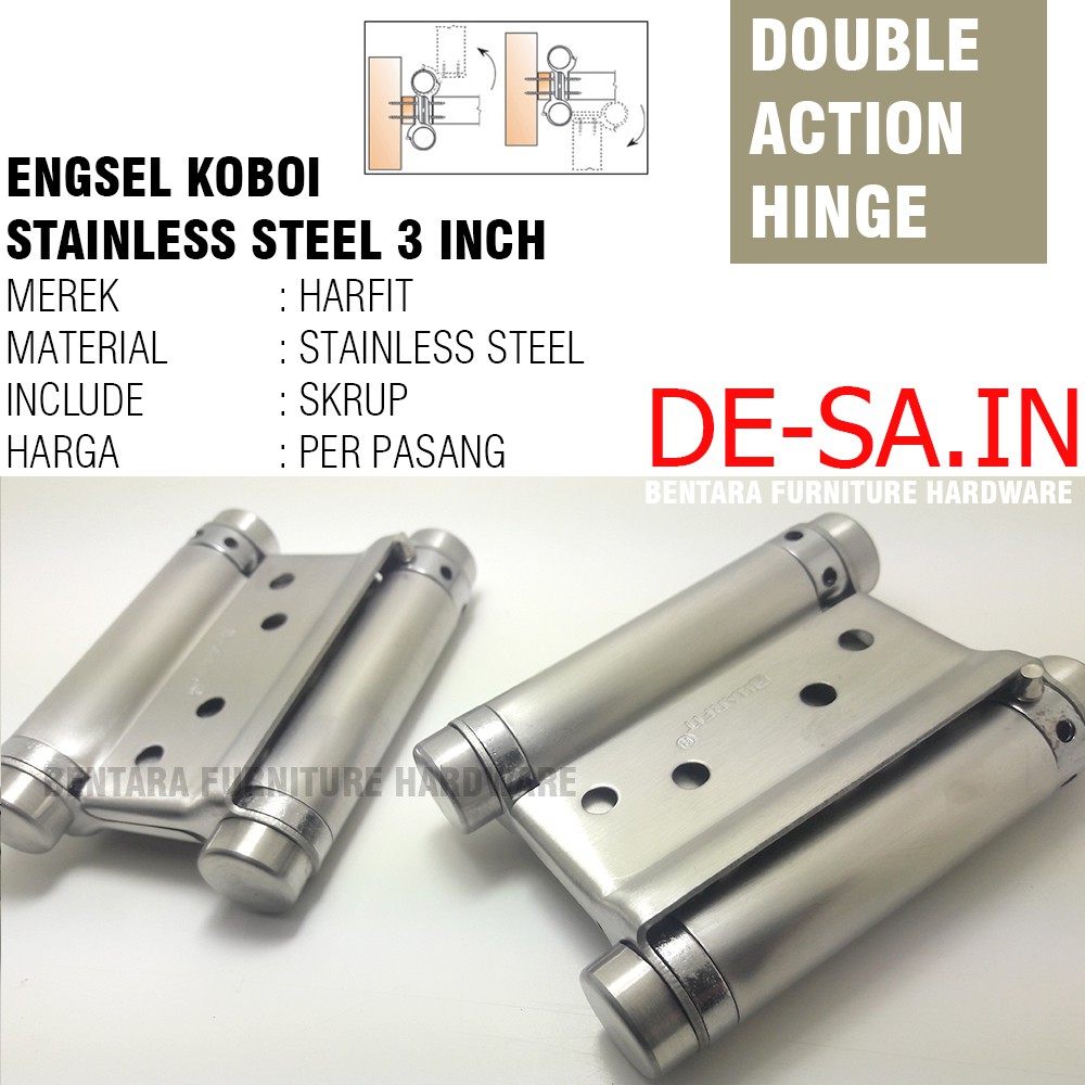 Harfit 3&quot; Engsel Koboi GQ Good Quality Stainless Steel Spring Hinges - 3 Inchi Koboy Cowboy